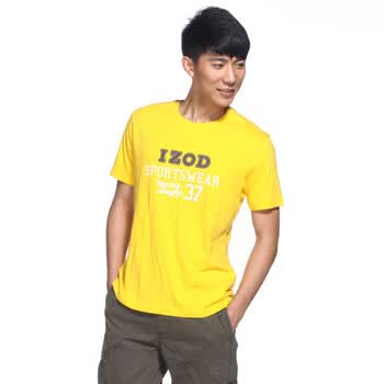 IZOD 2011新品纯棉字母圆领短袖百搭男士T恤 2121914204300黄色系XXL(185/102A)