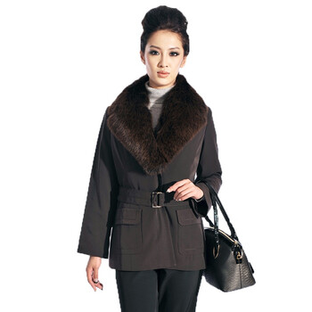白领网络款（WHITE COLLAR）兰狐领獭兔内胆系带短衣 FURS7-5 咖啡色 XL