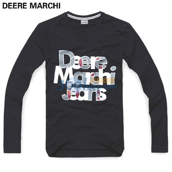 DEERE MARCHI迪尔马奇 新夏 莱卡烫银字母男长袖T恤DM391 黑色 XXL