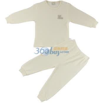巧尼熊 宝宝服饰 2012春夏秋款肩开内衣套装 可做家居服 6068 浅黄 90码
