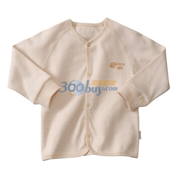 贝贝怡BB312 婴儿服装纯棉内衣/春衣前开扣上衣 杏色 100码