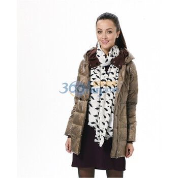 波司登 2011新款 羽绒服 女针织抛领时尚中长款 BR2272 卡其色 185/104A(XXXL)