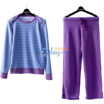 Gainreel歌瑞尔 家居服苏雅摇粒绒简约女款可爱家居服套装 浅紫 XL