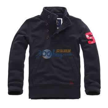 七匹狼SWJEANS蓝标休闲半开襟卫衣171180601808 黑色 XXL