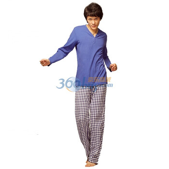 MDSD138/男式经典格纹家居套 蓝色 XXXL