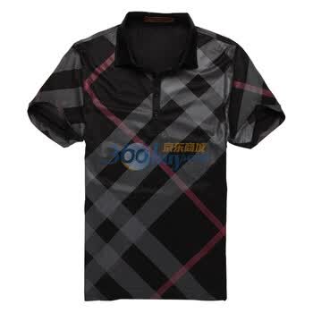 浪氏威尔lansiwear2012新款男装短袖 条格polo翻领T恤LSAJT32110 黑色 54