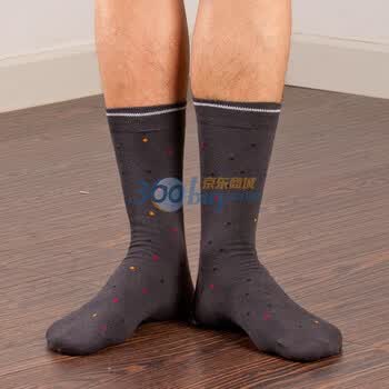 VCOTTON维棉 波林男士抗菌时尚潮流棉袜 波点 深灰色 均码