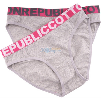 Cotton RepubLic 棉花共和国 纯色系列 女式三角内裤 两条装 51113010 灰色 XL