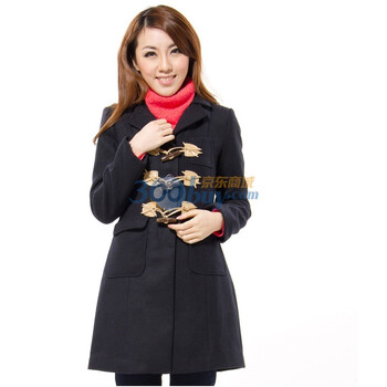 卡路约翰CAROL&JOHN牛角扣修身呢子长款外套81445033 宝蓝 XL