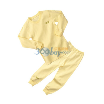 贝贝怡（bornbay） BB808 宝宝服 V领罗纹套装 婴儿童装内衣2件组合装 淡黄 130码