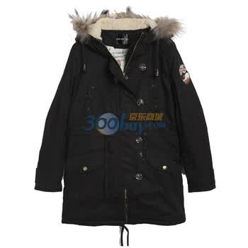 AS安都 2011冬 新款女装袋盖装饰直筒型休闲棉服长外套 9158247 黑色 L