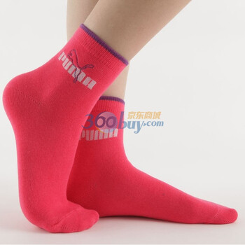PUMA 彪马 女士休闲提花运动袜子 透气排汗短袜 玫瑰红 23-25cm