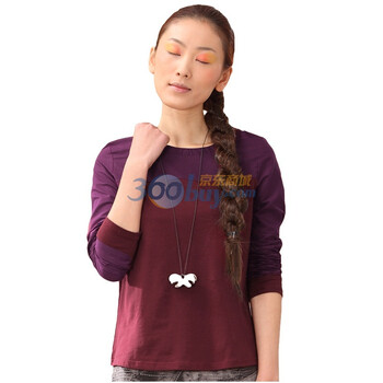 茵曼INMAN 2012春装新款面料拼接绣花圆领长袖T恤 821021169 红色 xxl