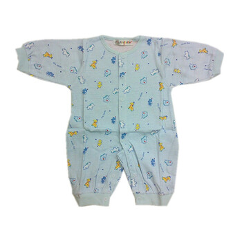 小数点纯棉蓝色动物全开扣哈衣爬服/连体衣/哈衣（2色） 天蓝色 XL码