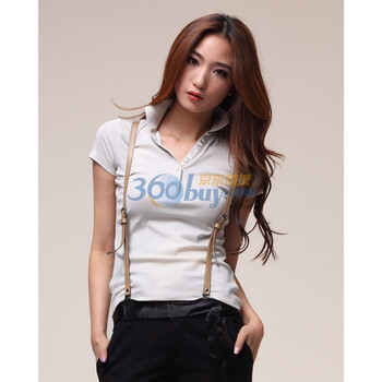 Giordano佐丹奴 Polo 女粉色缎带弹力修身POLO 01319074 灰色 M