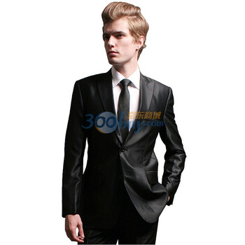 【V3 MAN】两粒扣修身戗驳领单件西服3007 亮黑 185/100A（54）