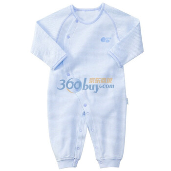贝贝怡 BB133 婴儿内衣宝宝纯棉连身衣/爬服 侧开扣连体衣 淡蓝 90码