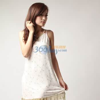 雪竹2012高级小碎花小花边蕾丝吊带连衣裙Y620666 白色 XXL