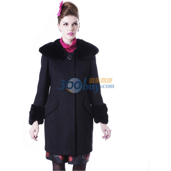 玛汐 Maxchic 2011冬新大衣中长款 羊毛呢外套 Q12010S11M 黑色 XXL