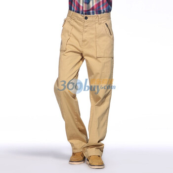IZOD 秋季新品纯棉多口袋中腰男士休闲裤 3061916204851 卡其色 175/81A(32)