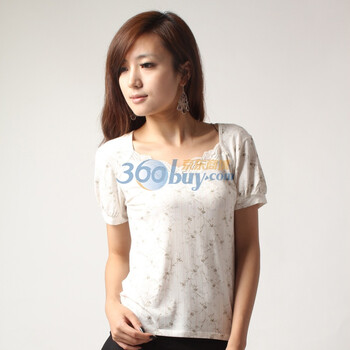 雪竹XUEZHU时尚春夏上衣 600676小花女衫（竹纤维+粘纤+莱卡） 白色 XXL