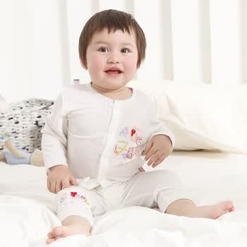 安宝儿 新生儿内衣套装婴儿单面天丝开胸内衣套 睡衣服饰宝宝衣服打底衫 浅黄色 60M/120cm