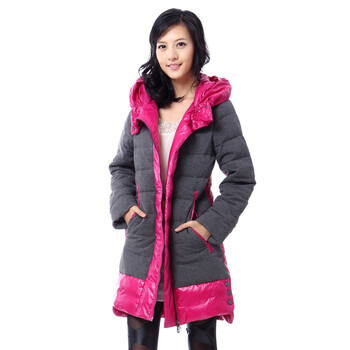 新品 雅鹿 时尚个性女中长款羽绒服 ^@^YM10630 宝石红 XXXL
