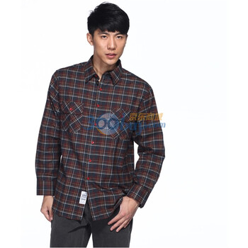 IZOD 法兰绒秋季新品格纹长袖男士休闲衬衫 3061912108701红色系XXL(185/102A)