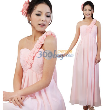 珪瑾guijin单肩花朵气质优雅新娘敬酒服晚礼服宴会服lf42 粉色 XL