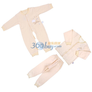 童泰 F2560两套组合装 宝宝服饰 童泰纯棉对开内衣套装+婴儿连体衣 黄色 73加80码