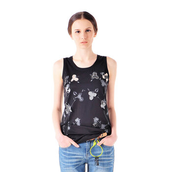 mikibana 2012 夏季新款 修身弹力印花百搭背心裙M12TT4329 黑色 170/XL