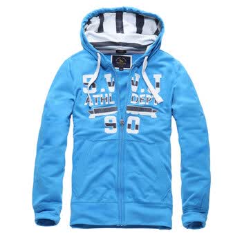 七匹狼SWJEANS男士休闲带帽开襟卫衣171220601208 蓝色 56A 185/100 XXL