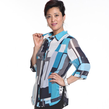 福兆 2012新款夏季正品妈妈装中年衬衫 F4366 黑花纹 4XL