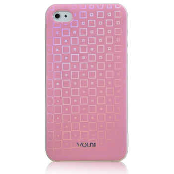 沃尤尼（VOUNI）iPhone激光方格保护壳 适用于iPhone4/4s 粉色