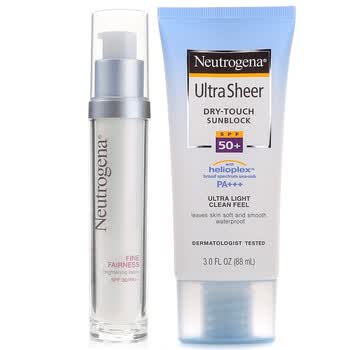 Neutrogena露得清轻透防晒乳SPF50+（轻盈型）+露得清细白焕采护颜乳SPF30+