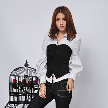 Bessie 性感拼接宫廷袖衬衫BS12SS013 白色 L(170/88A)