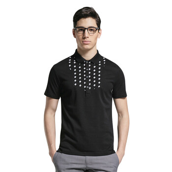 夏季新品 GXG 短袖男士T恤休闲修身拼接时尚POLO衫#12124212 黑色 XL