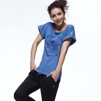 Champion 冠军女式圆领短袖T恤CW-Z309 蓝灰 L大号