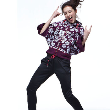 Champion 冠军女式拉链连帽七分袖外套CW-Z1101.C090 深紫 L大号