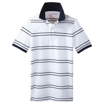Giordano佐丹奴 Polo 男炫彩个性横间修身POLO 01012014 幽灵白 XL