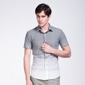 Givensi 2012夏季新款男士商务休闲全棉印花修身短袖衬衫 多色选 GVS202 XXL