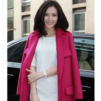 singshang 明星同款外套高圆圆明星同款欧美范羊毛大衣女款外套py