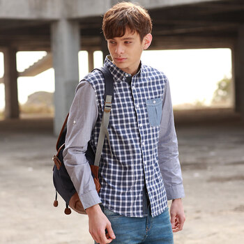 香港设计廊-COCOLULU 长袖格子衫 橙格 20U