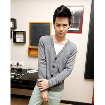 2013春装新款 男士<em>韩版开衫搭配</em>打底衫 肩部镂