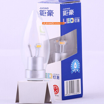 钜豪LED灯泡 银色小螺口E14尖泡银色3W光源JH-E14B07超亮 单支-银色3W
