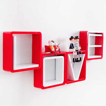 百易尚品LOVE壁挂八件套格子置物架墙壁架搁板