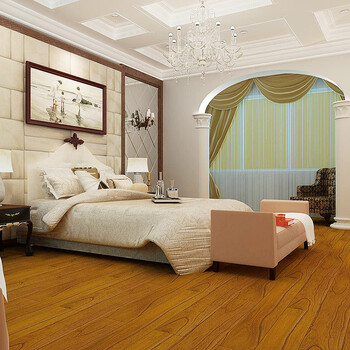 美丽岛 实木地板白栎木小浮雕PU漆葡萄酒色小