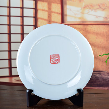 
                                                                                瓷博 景德镇陶瓷盘子装饰摆件牡丹花客厅玄关瓷器工艺品 送老外中国风 特色商务礼品看盘                