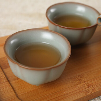 阳光飞歌 汝窑茶具 精巧竹制小托盘旅行茶具套装 莲花杯B0001