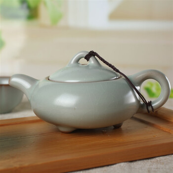 阳光飞歌 汝窑茶具 精巧竹制小托盘旅行茶具套装 莲花杯B0001